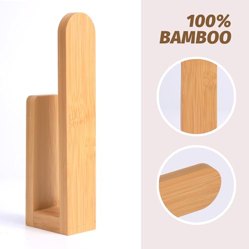 Maveite 8-Inch Bamboo Towel Bar - Self-Adhesive Wall Mounted Towel Rack
