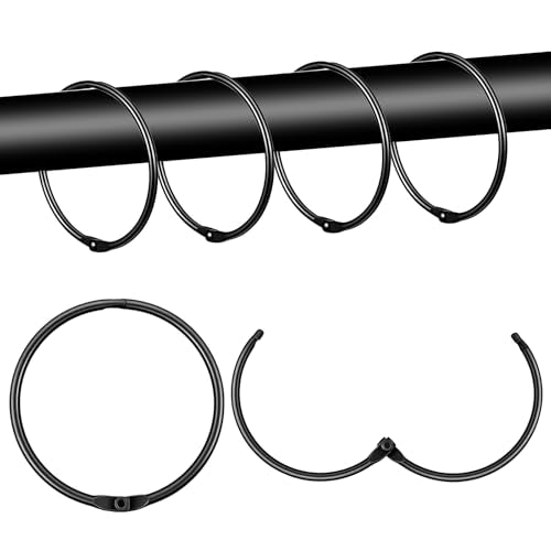 Mabor 10-Pack Black Shower Curtain Hooks - Rustproof Iron Rings