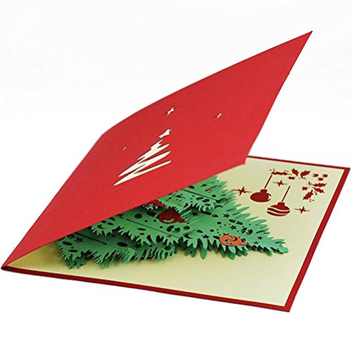 3D Pop Up Christmas Tree Greeting Card with Envelope - Pack of 1 - Holiday Xmas & New Year