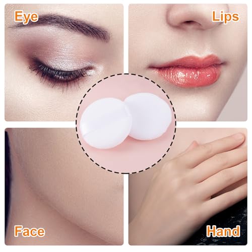Pndeyo 10pcs Mini Velour Powder Puffs with Strap, Soft Round Face Makeup Sponges for Loose Powder and Foundation, White