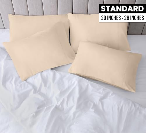 Ultra Soft Microfiber Pillow Cases Set of 4 - 20x26 inches, Beige