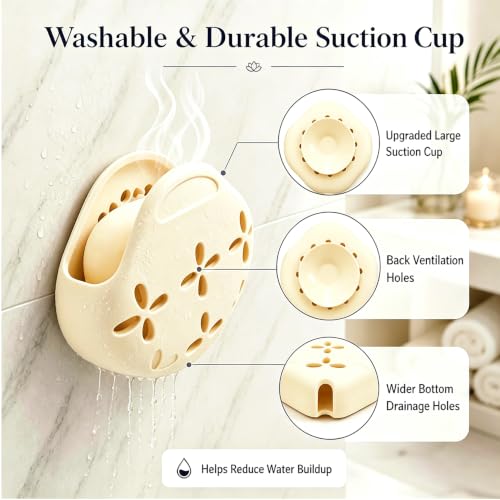 MELAVORIXX Silicone Shower Steamer Holder & Soap Dish, Cream, Hangable