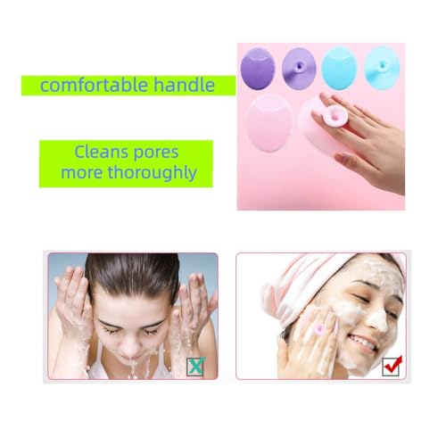 Silicone Facial Cleansing Brush 4 Pack - Exfoliating Face Scrubber for Blackhead Removal and Pore Cleansing