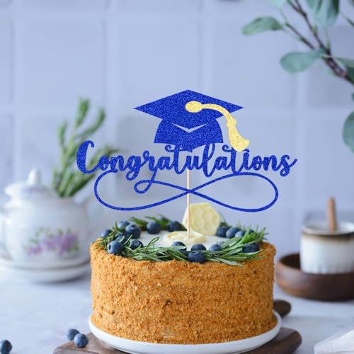 Congratulations Cake Topper for 2026 Graduation - Dark Blue & Gold