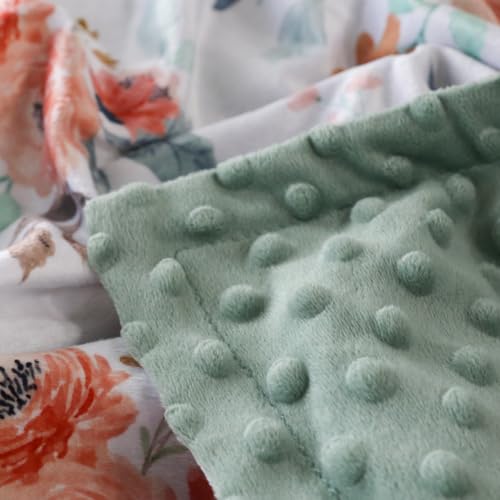 BORITAR Floral Minky Baby Blanket - Soft Plush 30x40 Inch