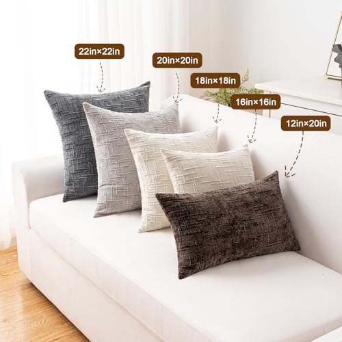 ZSkogur Coral Chenille Throw Pillow Covers 16x16 Inch (Set of 2)