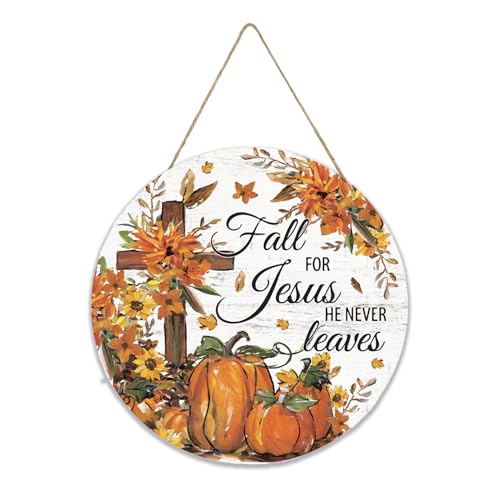 Pumpkin Fall Christian Wooden Door Hanger - Rustic Autumn Sign