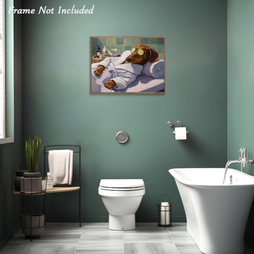 Funny Dog Wall Art - Relaxing Dachshund Canvas Print 12x16