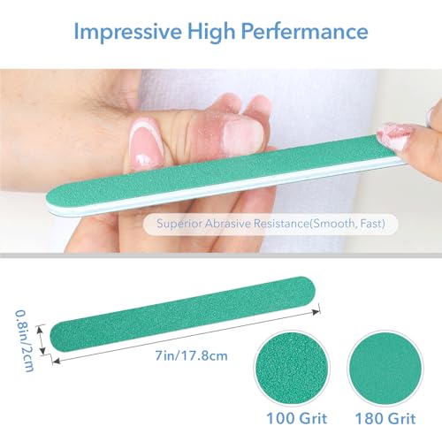 GAZEPLUS 24 PCS Professional Nail Files 100/180 Grit Emery Boards