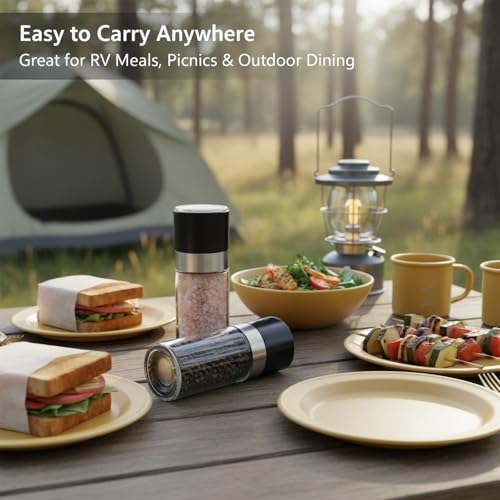ErrandsHelper Salt and Pepper Grinder Set - 3 oz Refillable Glass Mills (5.1")