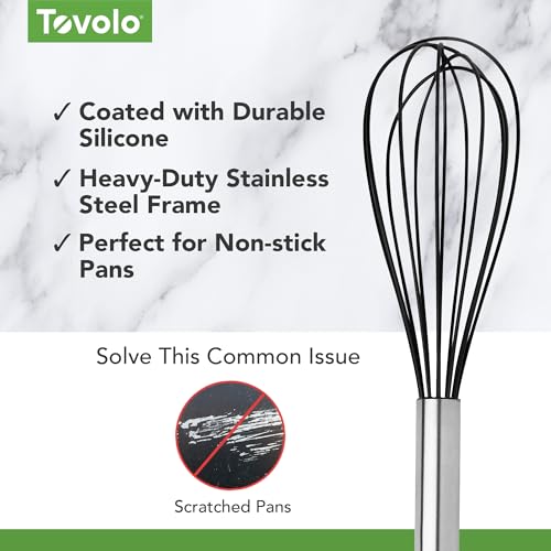 Tovolo Mini Whisk - 6 Inch Stainless Steel & Silicone for Cooking