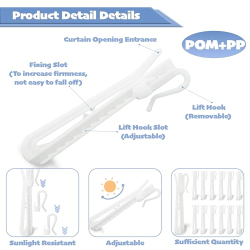 CeeVian Adjustable Curtain Pleat Hooks 30PCS 85mm for Pleated Curtains