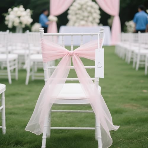 Reserved Seating Chair Signs - 12pcs White Wedding Decor with Ribbons