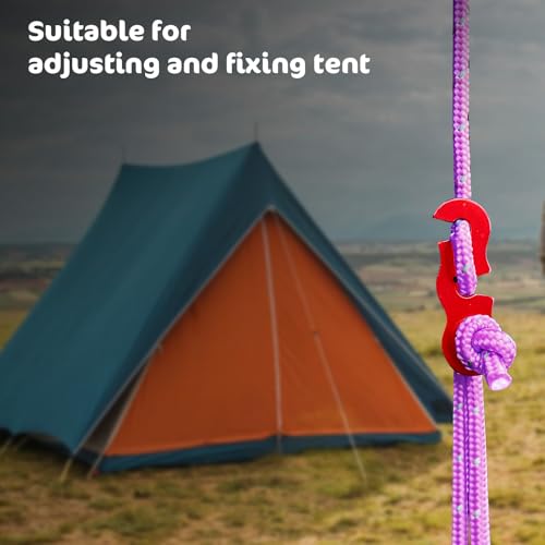 30 Pcs Guyline Tensioner Aluminum Alloy Guy Line Tensioners, Tent Rope Adjusters, Ultralight Cam Jam Cord Tighteners Paracord Tensioner for Outdoor Camping Hiking Backpacking Accessories (Red)
