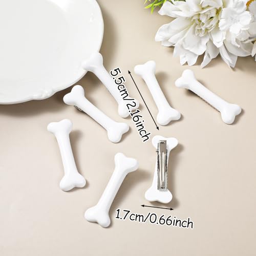 White Bone Hair Clips 6-Piece Set Dog Bone Barrettes for Women and Girls