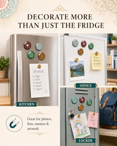 Cute Mandala Refrigerator Magnets - 12 Pack Decorative Fridge Magnets