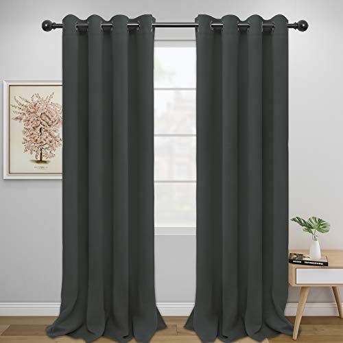 Easy-Going Dark Gray Thermal Grommet Blackout Curtains, 52x96 in - 2 Panels