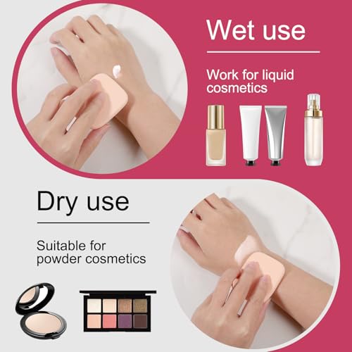 Aeaocvo 2 Pcs Rectangle Makeup Sponges with Case for Flawless Foundation
