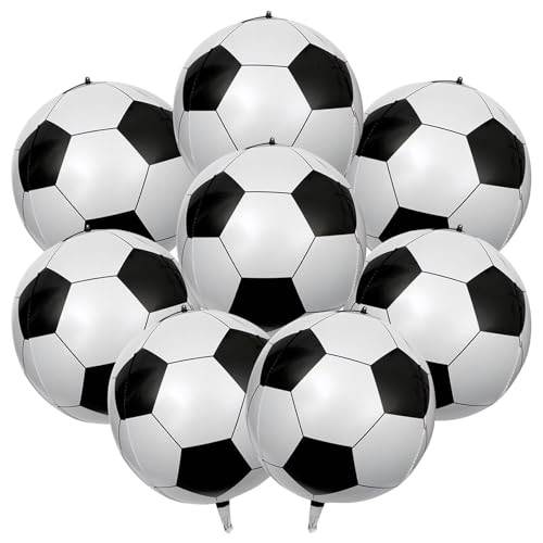 YiYou 8 Pack 22 Inch Soccer Foil Balloons - Realistic Football Mylar Party Decorations (Soccer Variant)