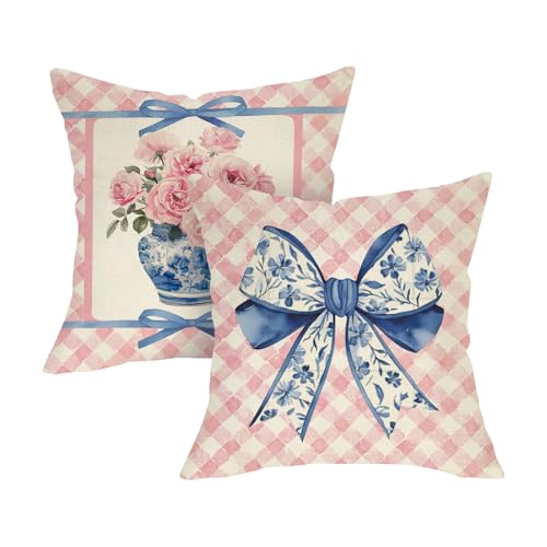 Pink Rose Decorative Throw Pillow Covers - Set of 2, 18x18