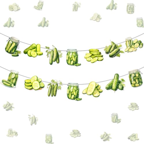 Pickle Birthday Banner Set - 2pc Green Funny Cucumber Party Decorations