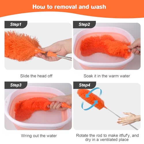 Extendable Microfiber Feather Duster with 30'' to 100'' Pole