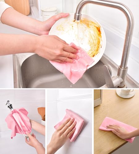 KitchLife Reusable Microfiber Cleaning Cloth Roll - Pink, 20 Tear-Away Sheets