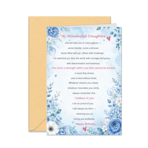 Daughter Birthday Card from Mom and Dad with Heartfelt Message