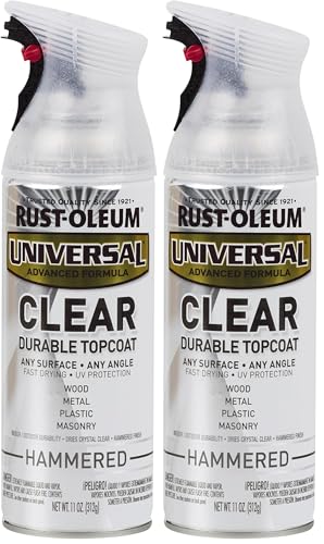 Rust-Oleum Universal Clear Topcoat Spray 11 oz, Hammered Clear (Pack of 2)