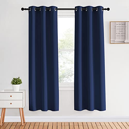 NICETOWN Navy Blackout Curtain Panels 34x70, Energy Saving Grommet Drapes