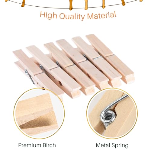 24 Pack Heavy Duty Wooden Clothespins - 3.55 Inch Outdoor Laundry & Craft Pins