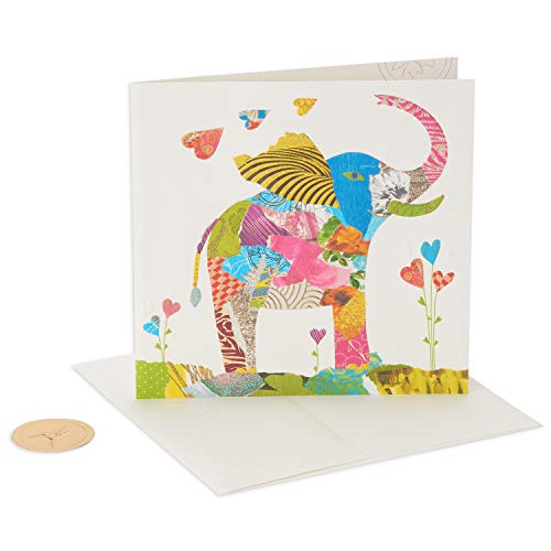 Papyrus Birthday Card - Collage Elephant Design with Foil Accents
