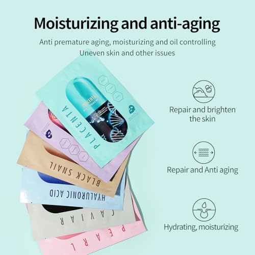 GUOYAOLIFU Hydrating Collagen & Hyaluronic Acid Face Mask Skincare Set - 6 Pack