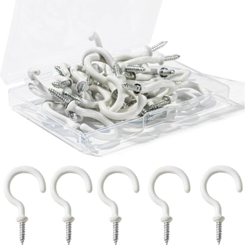 20-Pack 1-1/4 Inch White Ceiling Hooks for Heavy Objects