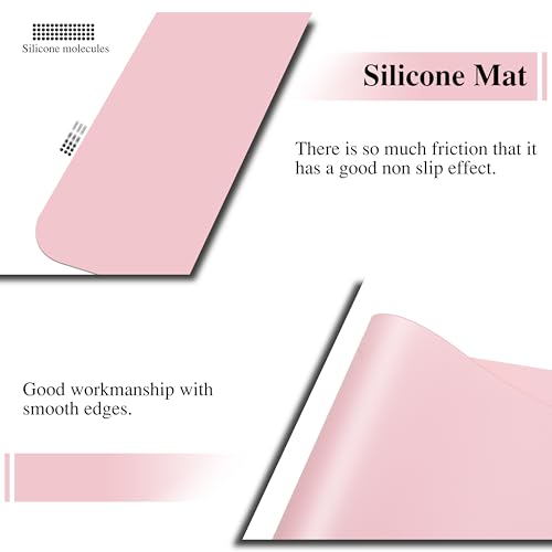 YACEYACE 2Pcs Silicone Placemats - 15.7"x 11.8" Heat-Resistant Pink Mat