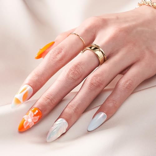 Quaferen Almond Nail Tips 240PCS Short Pre-Shaped Soft Gel Fake Nails