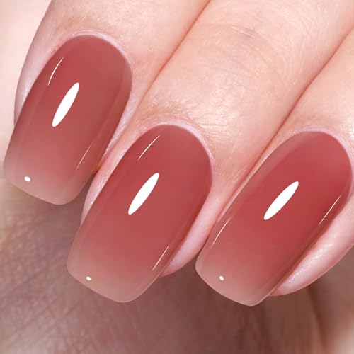 AILLSA Sheer Cranberry Red Gel Nail Polish Soak Off Translucent Nude