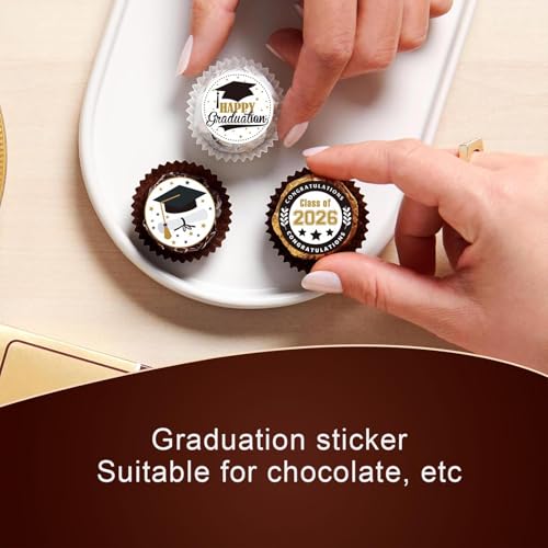 180 PCS Graduation Stickers Class of 2026 - Black & Gold Candy Labels