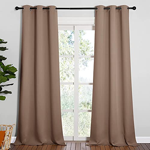 NICETOWN Blackout Curtains 2 Panels - 42"W x 90"L, Cappuccino Grommet