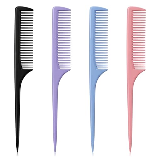 Mabor 4PCS Rat Tail Combs for Hair Styling, Parting & Teasing Set