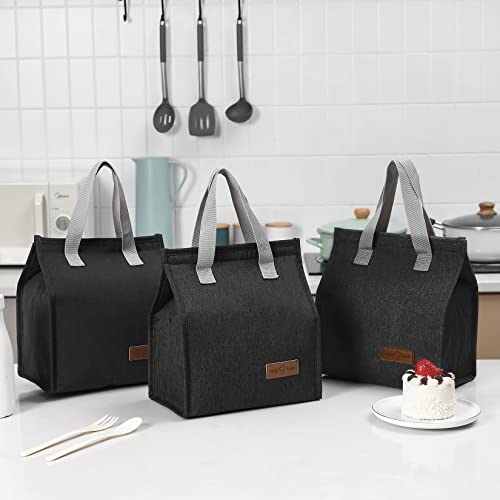 2pcs Black Insulated Lunch Bag Set - Reusable Tote Bags