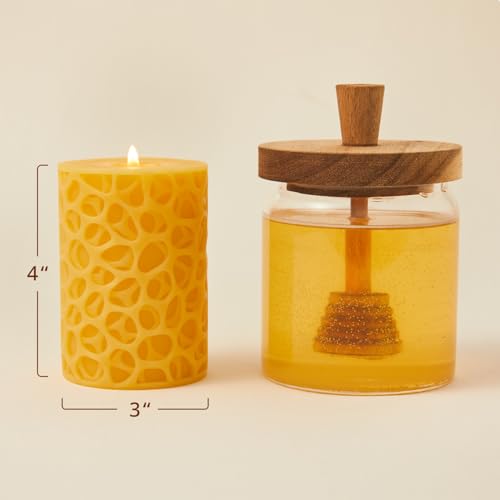 Ashlux 100% Pure Beeswax Pillar Candles, 3x4 Inch - 2 Pack