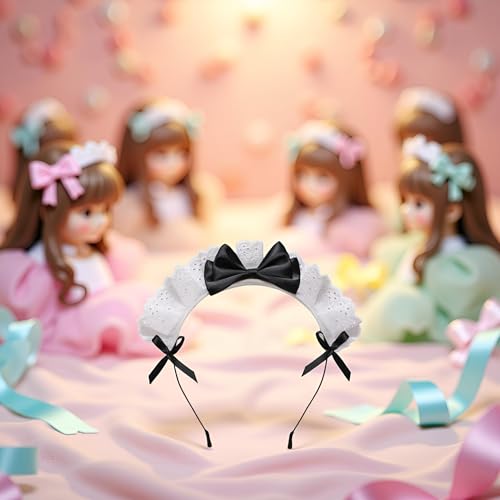 Black Lace Bow Lolita Headband Maid Cosplay Hair Band