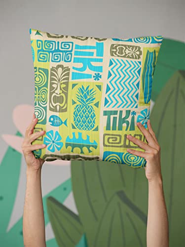 Tiki Decorative Throw Pillow Cover - 18x18 Soft Plush Cushion Case