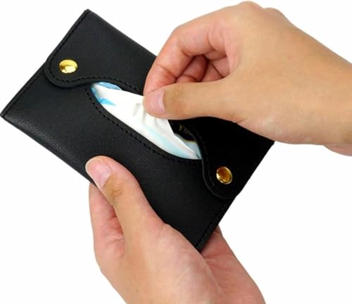 Compact PU Leather Pocket Tissue Holder - Travel Pouch for Tissues