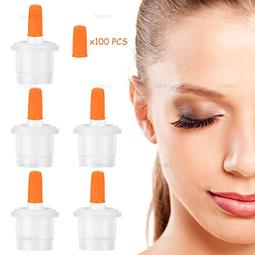 AUEAR 100 Pack Eyelash Glue Bottle Plug Pins Plastic Sealer