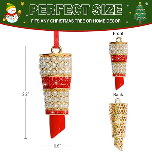 Charming Lipstick Christmas Ornament with Rhinestones for Tree
