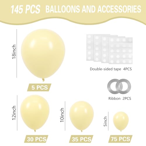 Pastel Yellow Balloon Garland - 145pcs Latex Balloons for Parties