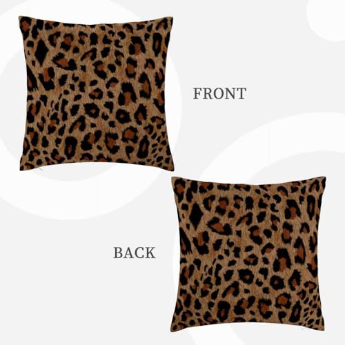 Leopard Print Throw Pillow Cover - 18x18 Inch Cotton Linen Cushion