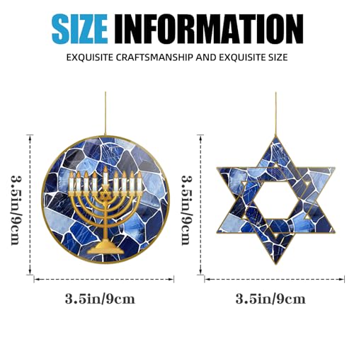 Hanukkah Ornaments 2-Pack - Star of David & Menorah Acrylic Decor